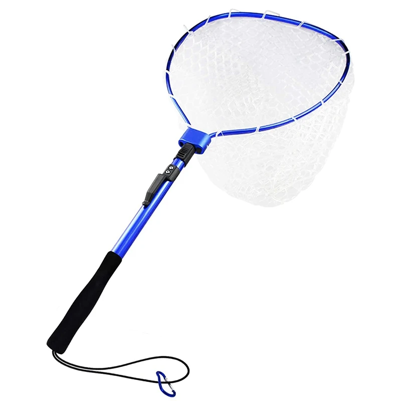 

Foldable Fishing Landing Net, Portable Aluminum Alloy Floating Fishing Net with Clear Soft Rubber Mesh, 37 Inches