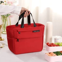 2022 trendy red insulated lunch bag office ladies thicken large portable thermal lunch bags female lunch box picnic food bags