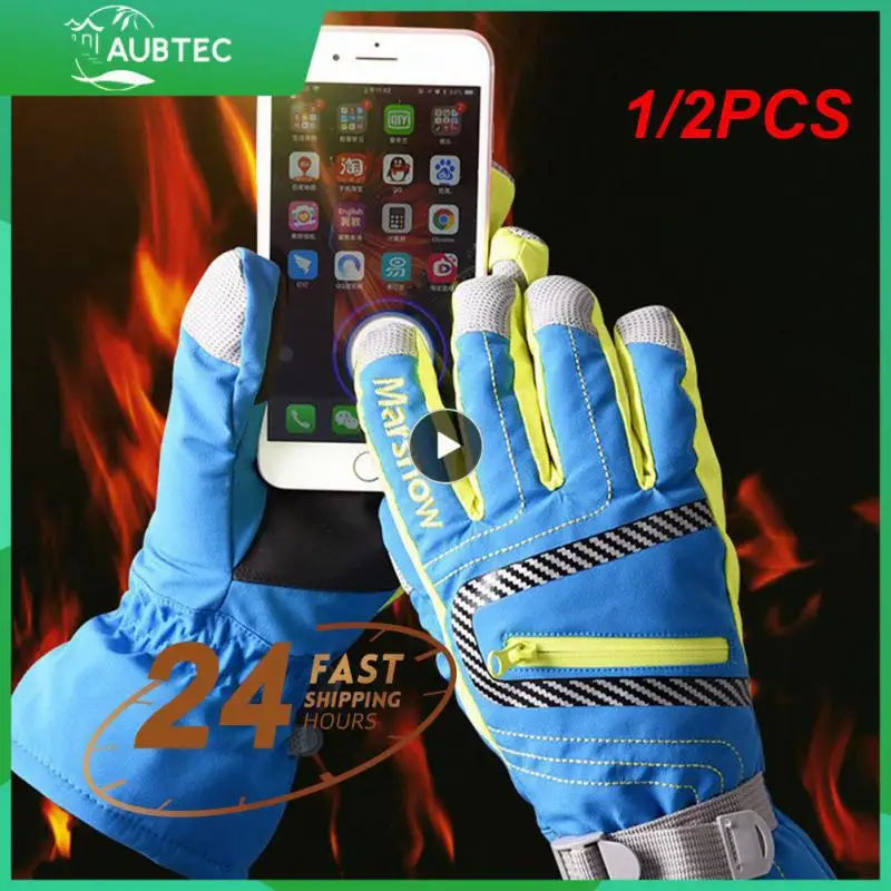 

1/2PCS Winter Warm Ski Gloves Outdoor Sport Skiing Gloves Windproof Men Women Kids Mittens Waterproof Skiing Breathable Air
