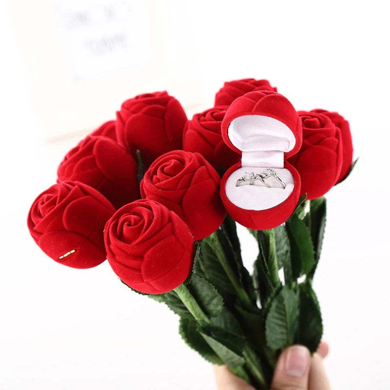 

1pc Romantic Rose Ring Box Flower Valentines Day Gift for Girlfriend Boyfriend Souvenirs Wedding Gift for Guests Gift To A Girl