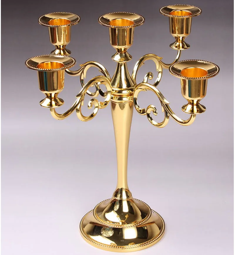 

3/5 Arms Metal Pillar Candle Cups Candle Holders Candlestick Wedding Decoration Stand Marriage Candelabra Silver Gold Black B544