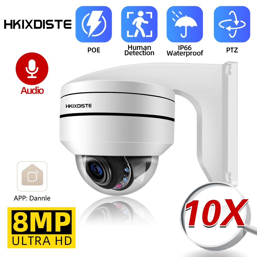 

4K 10X Zoom POE PTZ Dome Camera Outdoor Waterproof Human Detection IP Security Surveillance Camera 8MP Home CCTV Monitoring Cam