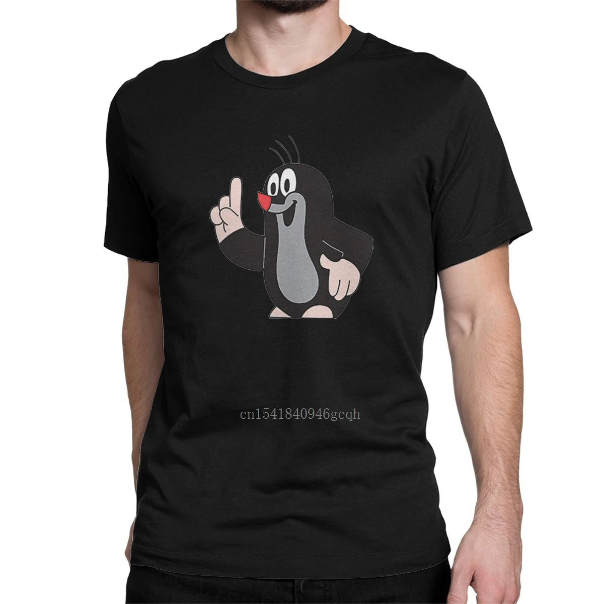 

Мужские футболки Krtek Little Maulwur, Винтажная футболка из 100% хлопка, футболка с коротким рукавом и мультипликационным животным, топы с круглым выр...