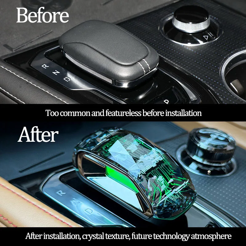 Фото 2025 Горячая ручка рычага переключения передач Audi Crystal для ZEEKR 001 001FR 009 2021-2024 Ручка центральной консоли автомобиля со светящимся светом Ge №2