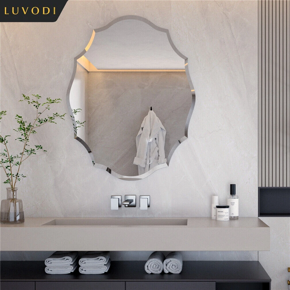

LUVODI Frameless Wall Mirror Home Decorative Art Design HD Mirror with Beveled Edge