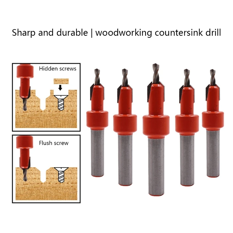 

Woodworking Countersunk Bit-5 Pcs ( Blade Diameter 8mm) Durable Woodworking Drilling High Speed Steel M4YD