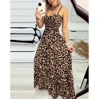 chaxiaoa 1 piece summer 2022 womens elegant sexy spaghetti strap leopard print casual a line party dress