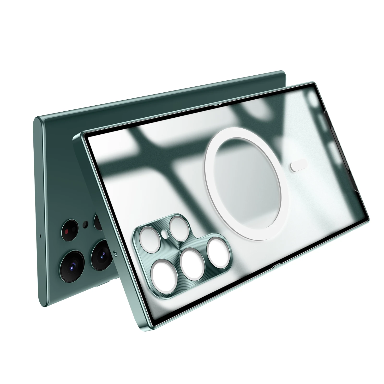 Metal Frame Magnetic Case For Samsung Galaxy S22 Ultra S22 Plus 5G Case embedded Camera Lens Glass Film S22Ulta Matte Cover S22+