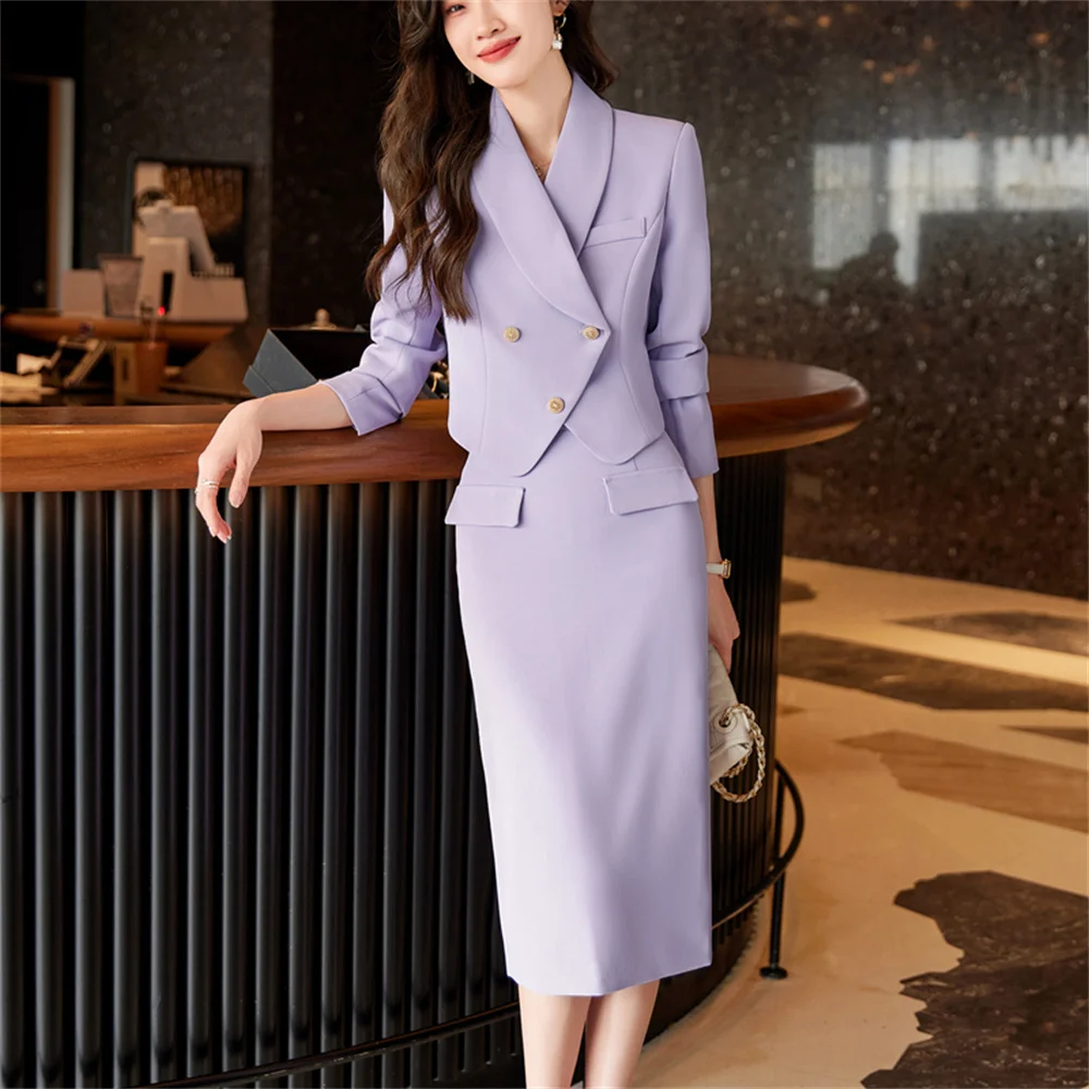 Elegant Women's Suit Korean 2023 New in Casual Blazer Skirt Short Sets Formal Business Office Ladies Jacket Skirt Matching Set