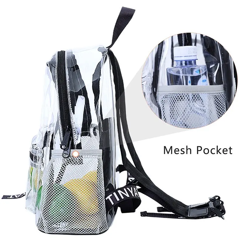 Stadium Approved Clear Backpack Heavy Duty Water-Resistant Transparent Book Bag for Work Security Travel Stadium