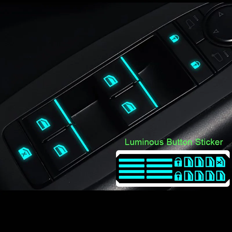 

1Pcs Window Switch Luminous Stickers Night Glowing Button Fluorescent Decals For Toyota For Benz For Hyundai Kia Car Styling
