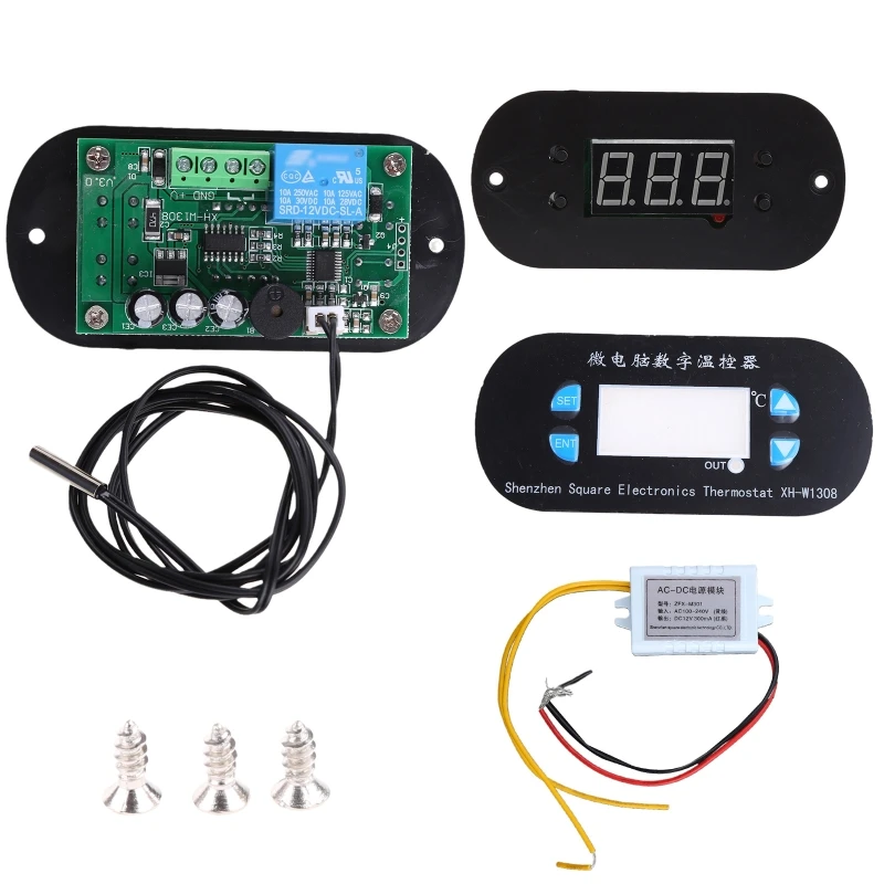 

AC 110V-220V C/F Digital Thermostat Temperature Alarm Controller Sensor W1308