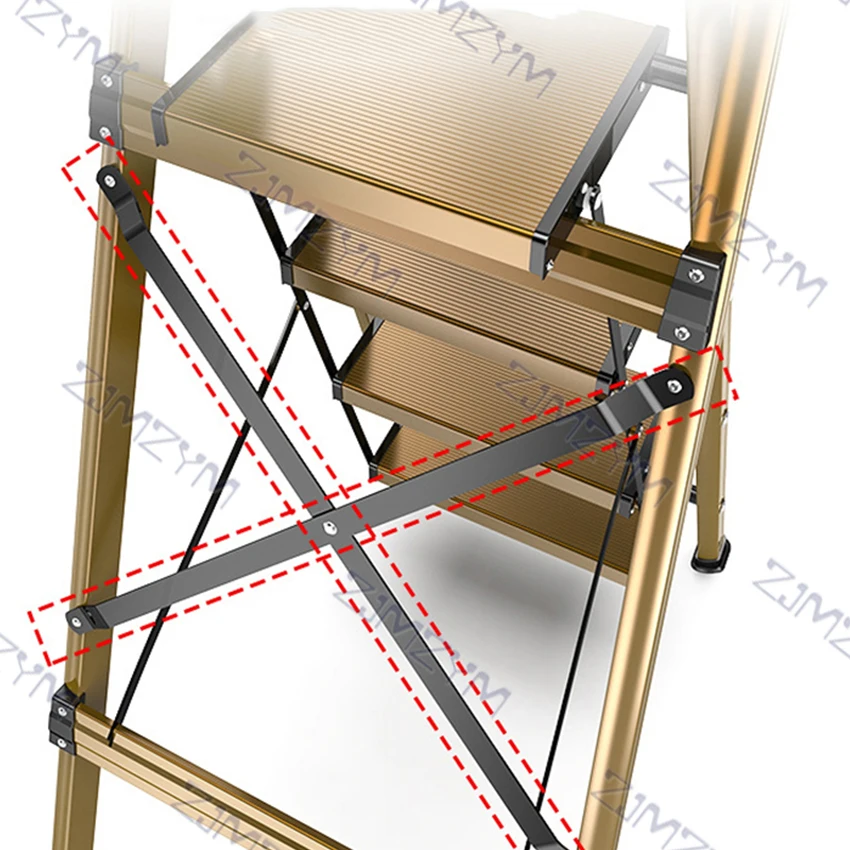 H001-20 Multifunctional Folding Ladder Herringbone Thickening Aluminum Alloy Lightweight Home Indoor 5-step