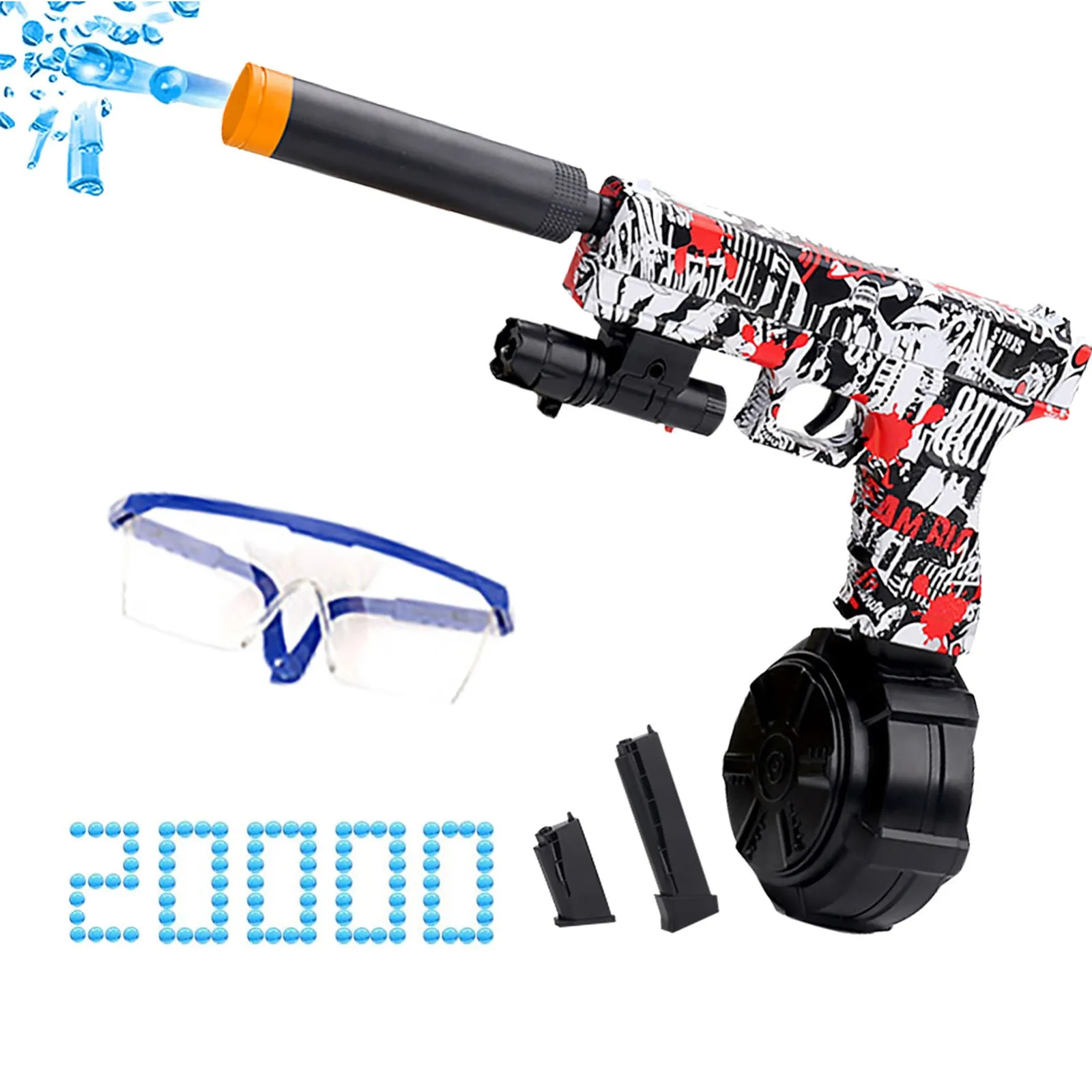 

3 Color X2 Glock Graffiti Pistol Plastic Electric Gel Ball Blaster Desert Eagle Automatic Splatter Toy Gun With 20000 Water Bomb