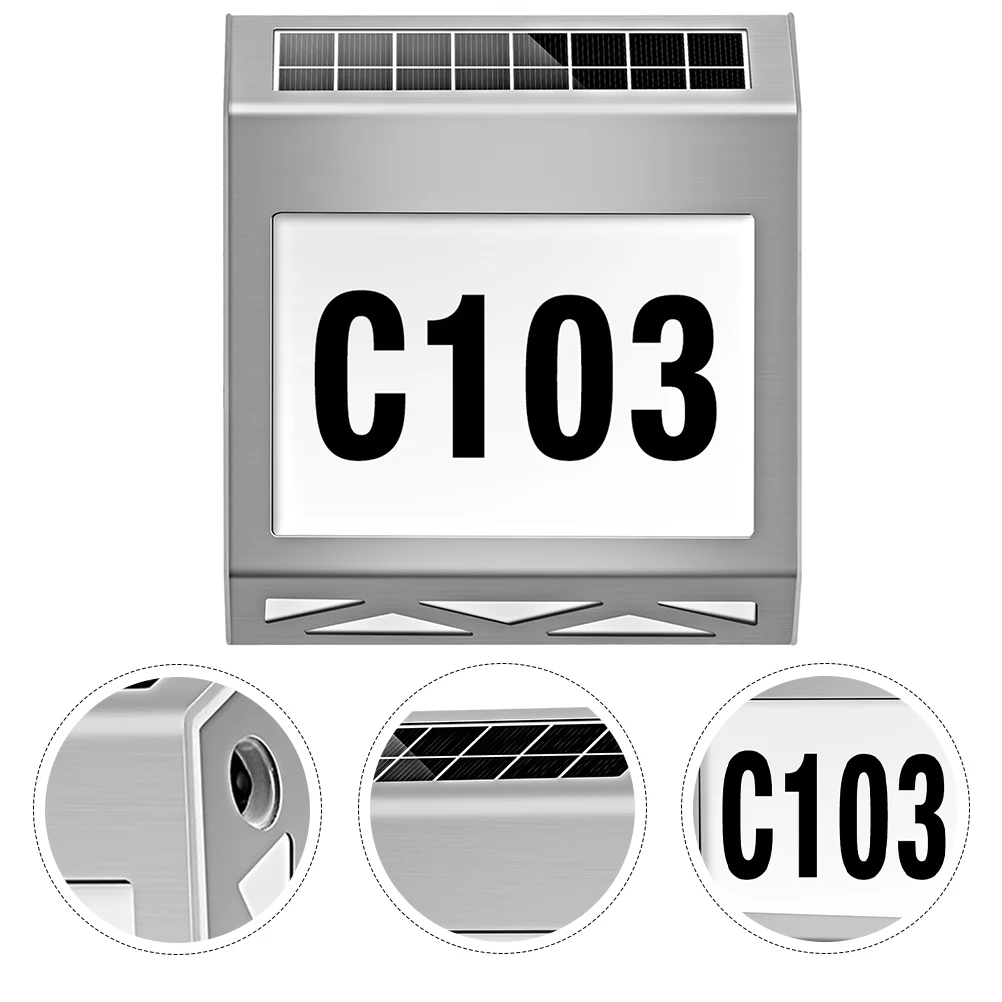 

1 Set Door Number Solar Light Practical Address Plaques Waterproof Solar Lamp