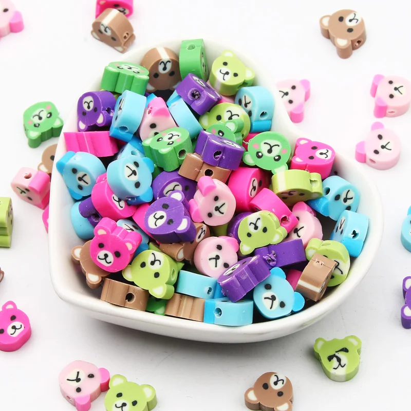 

9x10mm Colorful Cartoon Little Bear Polymer Clay Spacer Beads For DIY Child Toys Necklace Bracelet Jewelry Making Handmade Charm