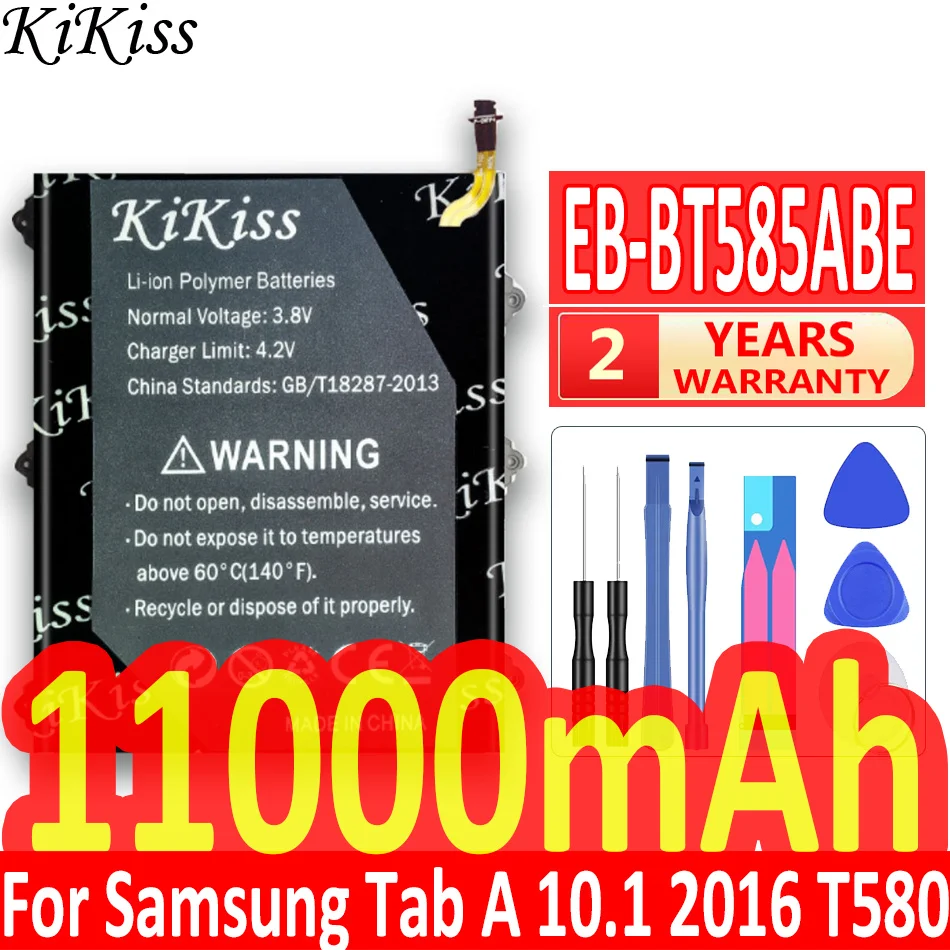 

KiKiss For SAMSUNG Tablet EB-BT585ABE 11000mAh Battery For Samsung Galaxy Tablet Tab A 10.1 2016 T580 SM-T585C T585 T580N Tools