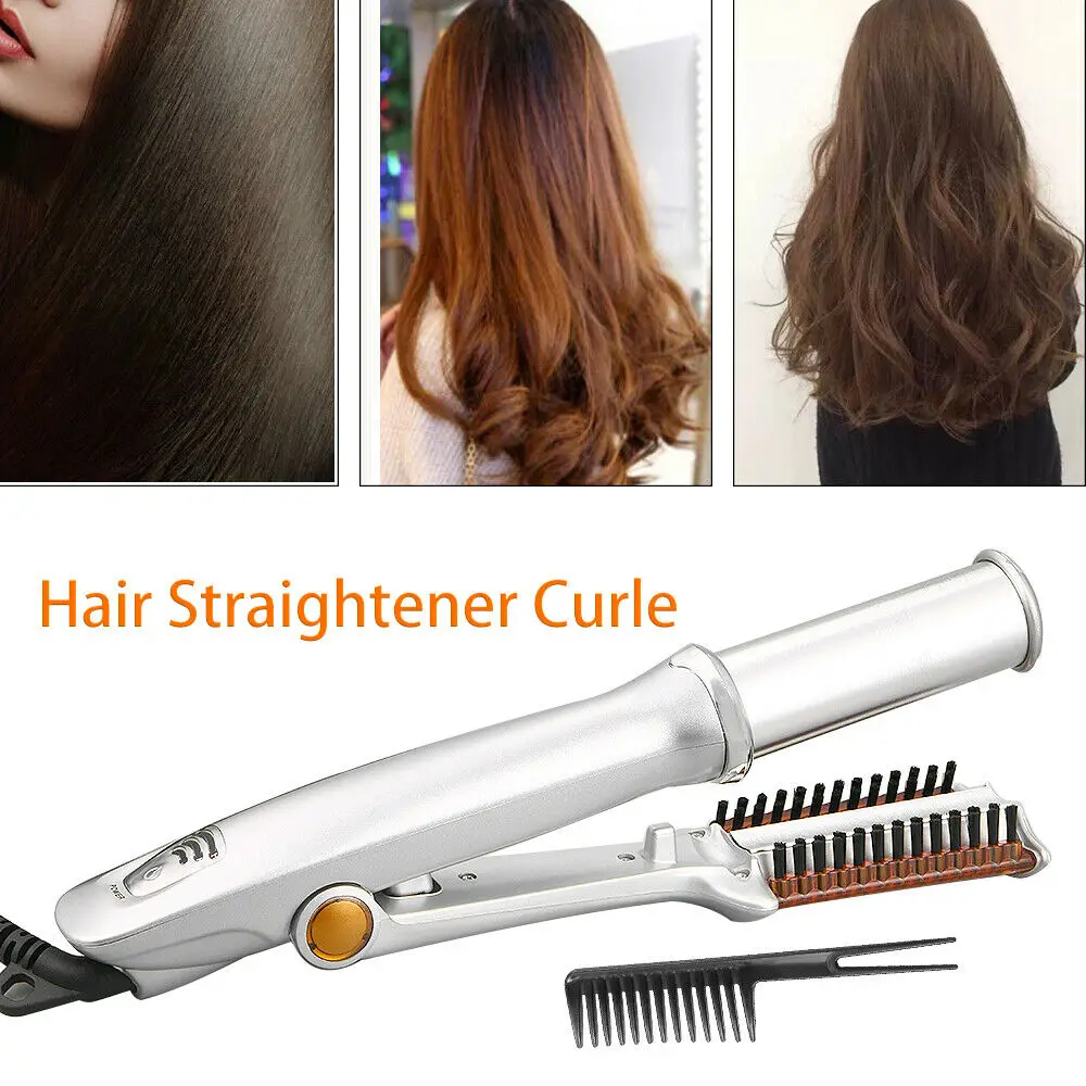 Lonic Hair Curler And Straightening Iron 2 In 1 Rotating Hair Curling Wand Roller Hair Styling Curling Anti Frizz Straightener