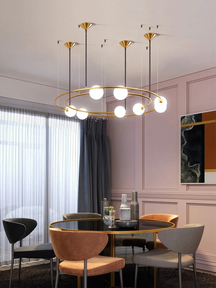 

Modern Creative Chandeliers Planet Orbit Glass Ball LED Pendant Lamp Living Room Decoration Chandelier Lighting Coffee Hanglamp