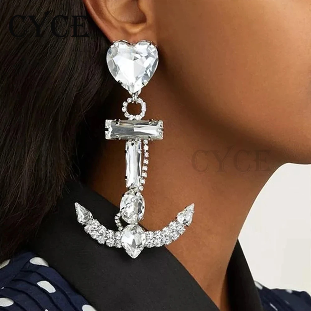

CYCE 2022 Full Diamond Anchor Shape Pendantr Love Earrings For Women Jewelry Exaggerated Crystal Dangle Earrings Ear Accessories
