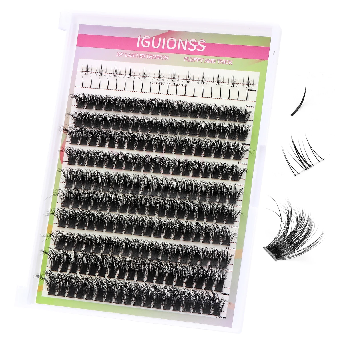 IGUIONS одиночные нижние ресницы + 80D кластер ресниц мягкие 6-16 мм натуральные толстые