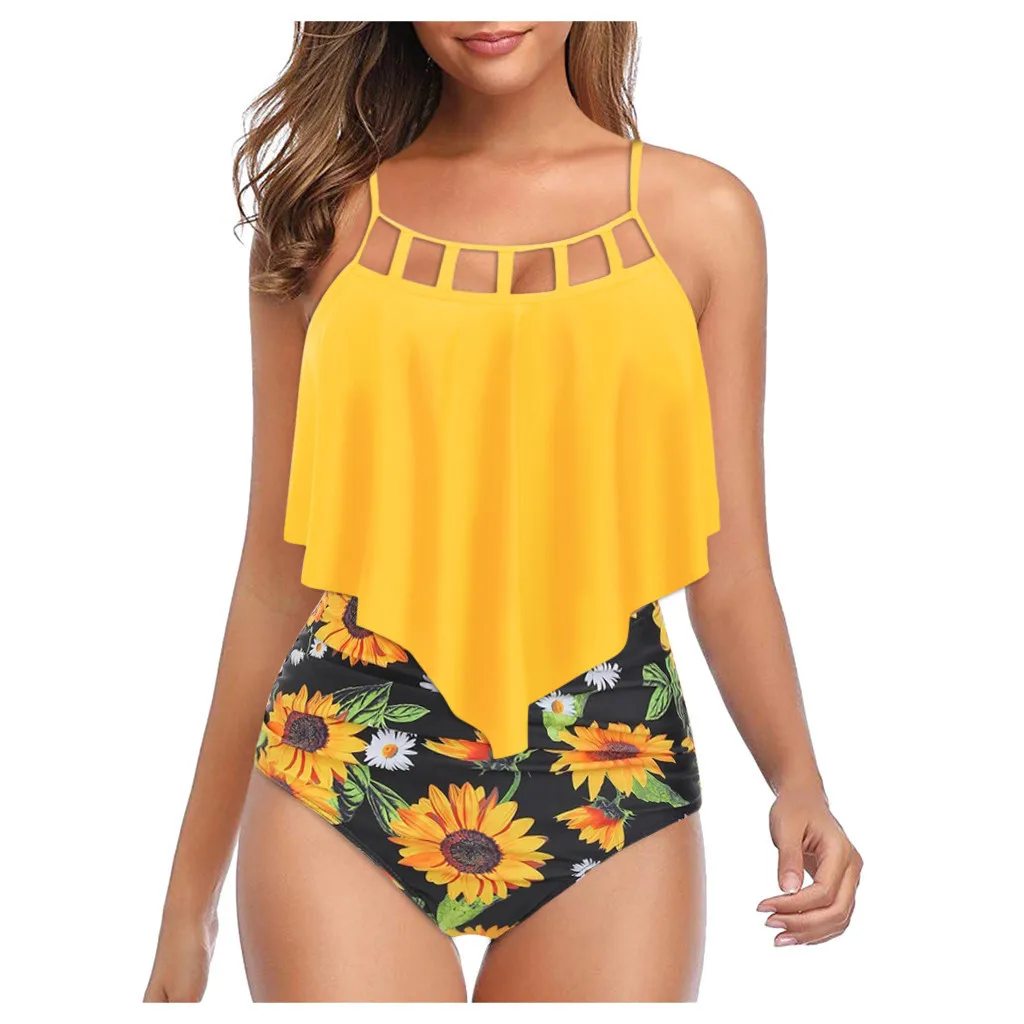 

Swimwear Swimsuit Sunflower Bikini Women Set Sexy Beachwear Ruffled Brazilian Swimwears Tankinis Swimwears Women's bathing suits