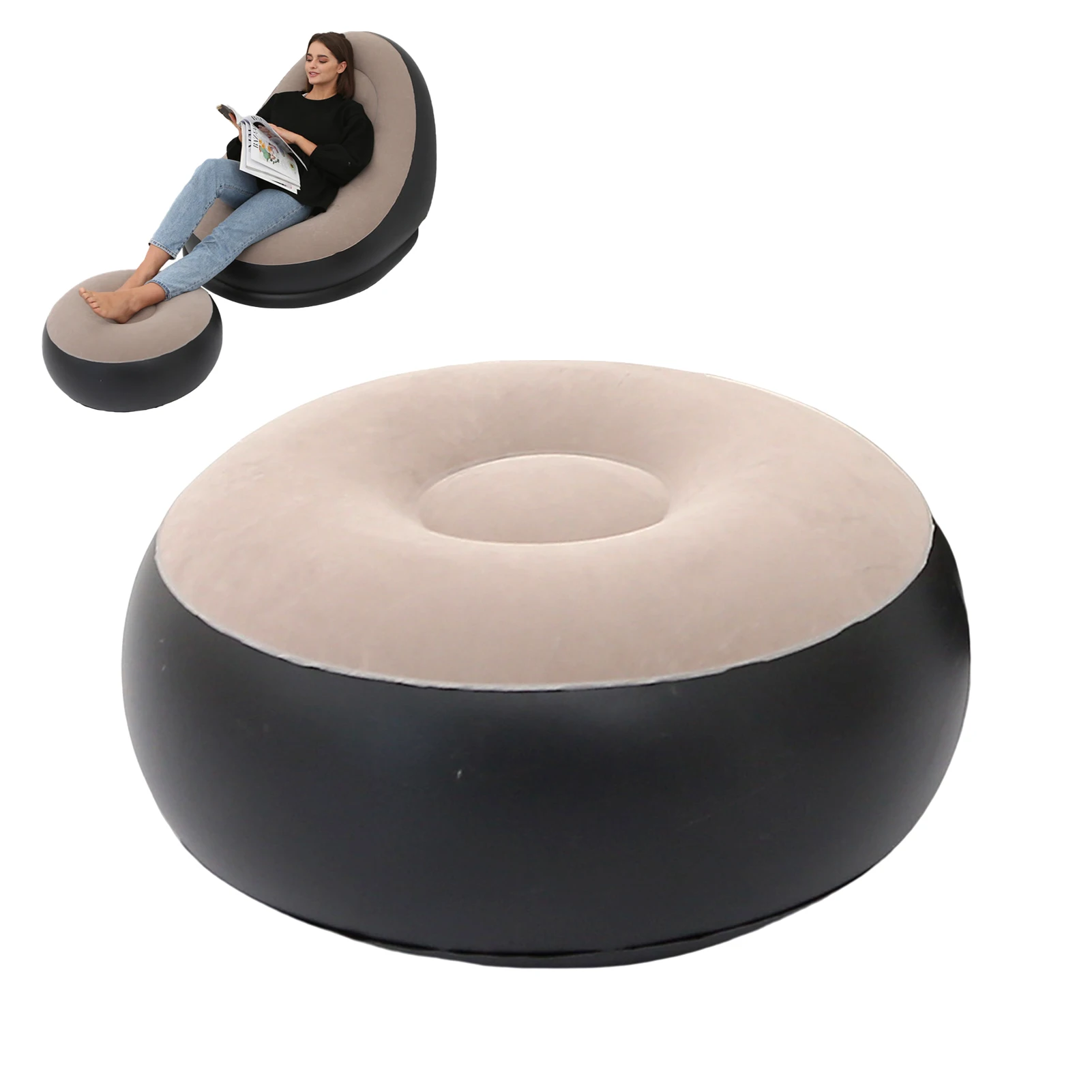 

Office Relaxing PVC Flocking Soft Travel Sleeping Bedroom Inflatable Foot Rest Home Decor Outdoor Cushion Leg Pillow Car Train
