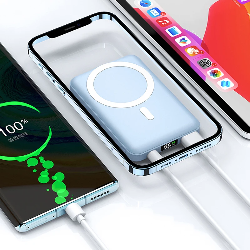 Портативное мини-зарядное устройство 10000 мАч магнитный ультратонкий