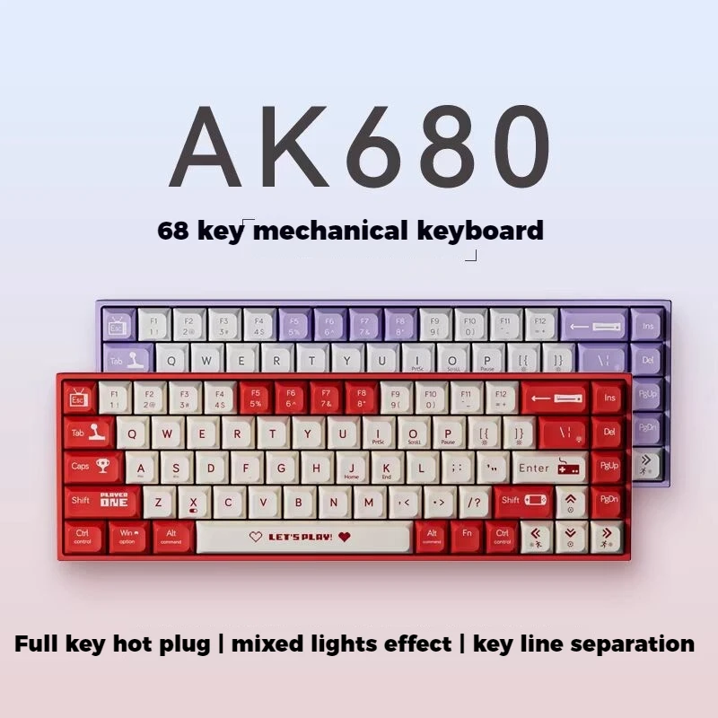 Механическая клавиатура Ajazz Ak680 игровая проводная беспроводная компактная для