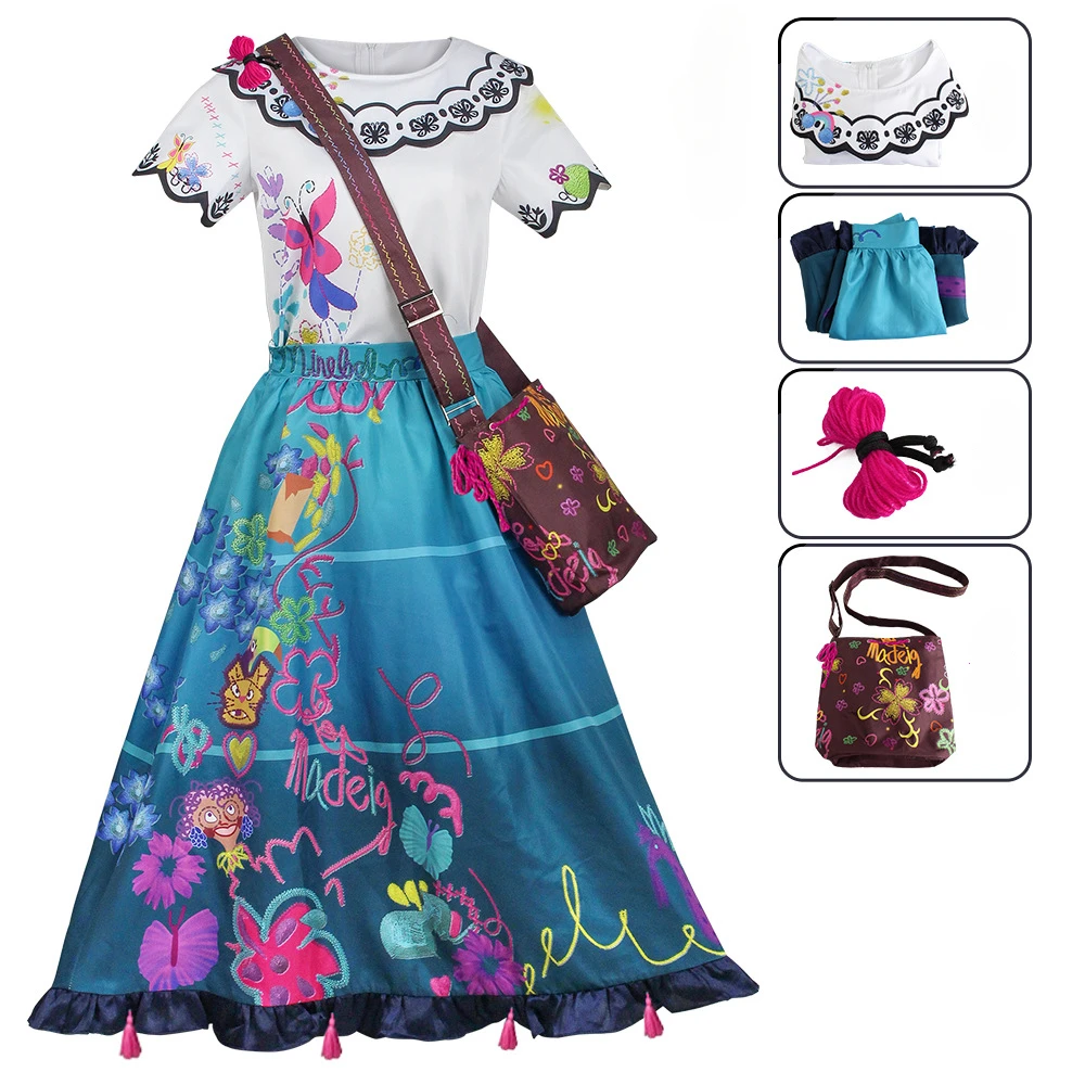 

Mirabel Costume Girl Charm Encanto Disguise Dress Birthday Princess Theme Party Fantasy Outfits Toddler Girls Carnival Hallowmas