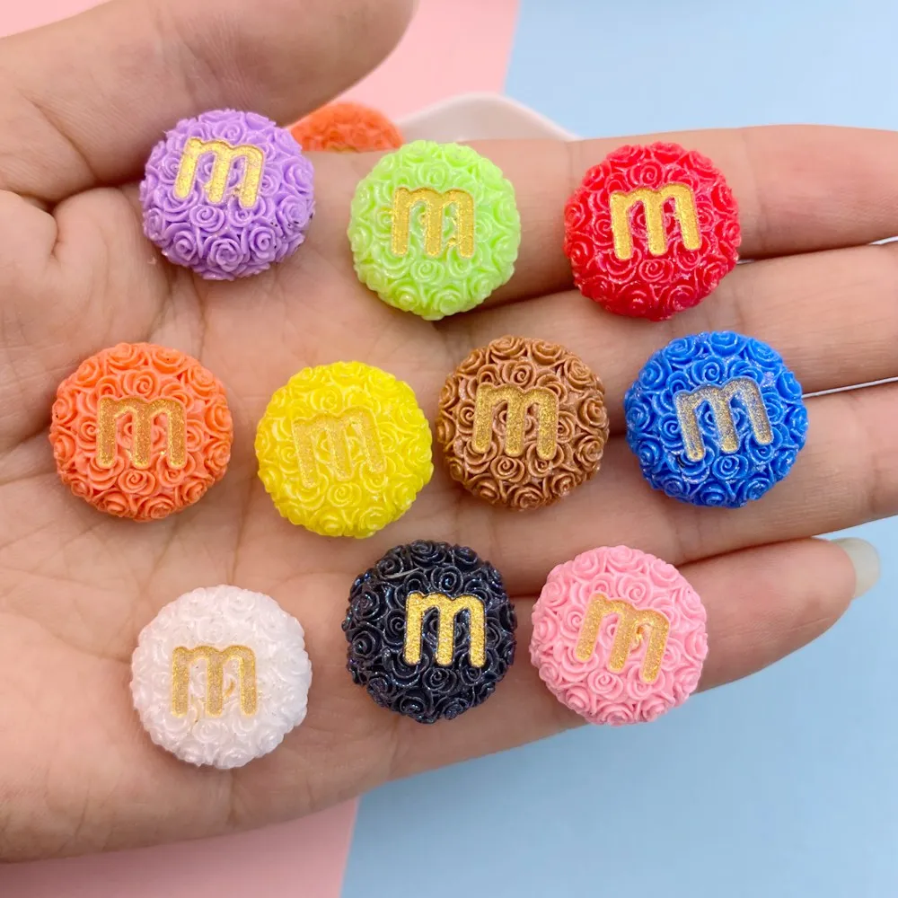 10 шт. новые милые резиновые цветные круглые буквы серии M с плоской задней частью