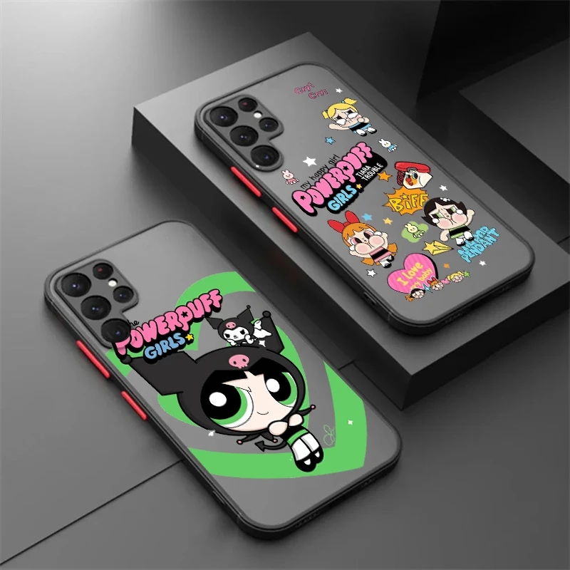 Аниме P-Powerpuffs девушки матовый полупрозрачный для Samsung Galaxy S24 S23 S22 S21 S20 FE S10 S9 S8 Plus