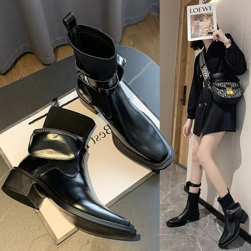 

Small Bag Boots Girl 2022 New Martin Boots Black Chelsea Boots Fashion Boots Martin Boots Three-in-one Thick Heel Booties