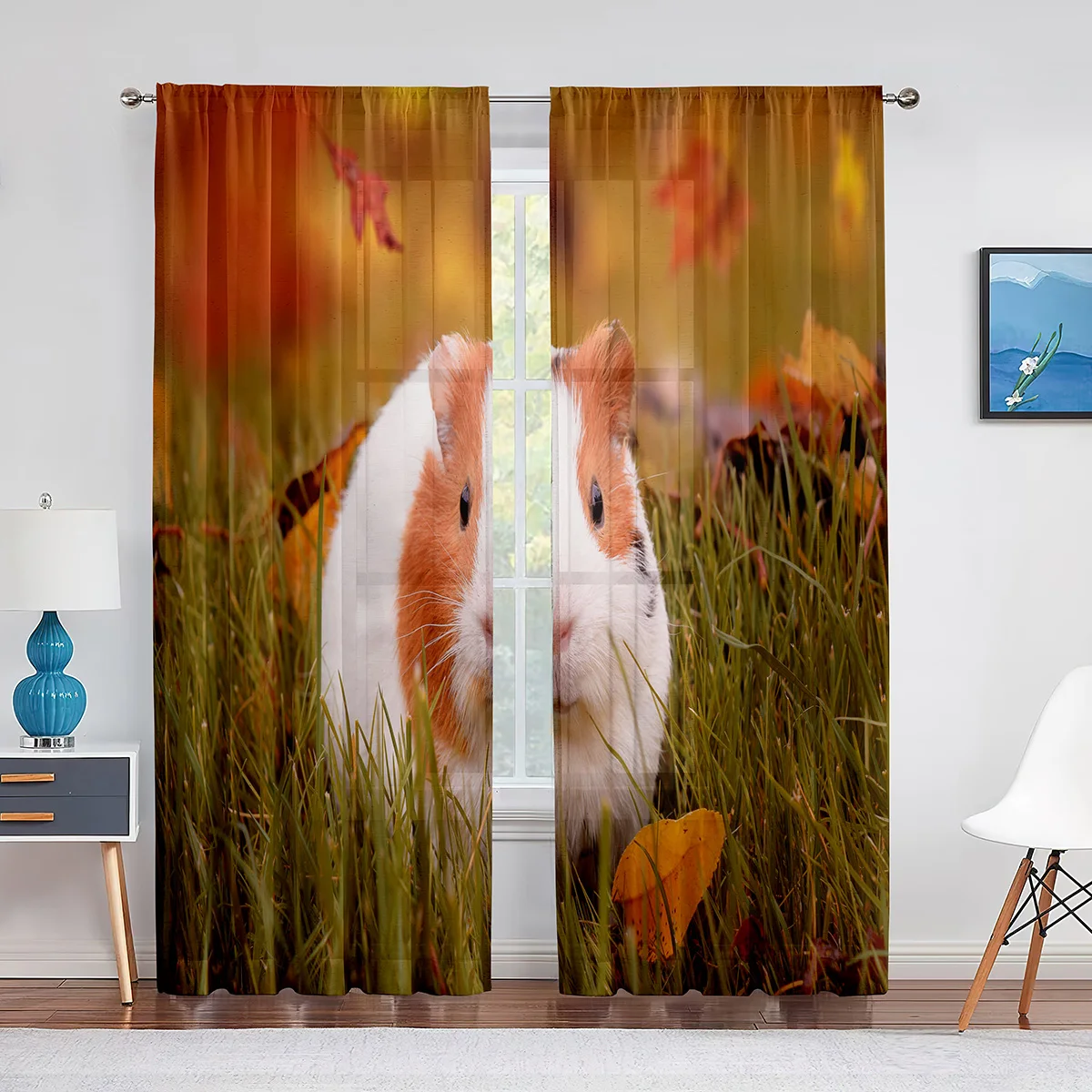 

Симпатичные прозрачные Занавески Из вуали для морской свиньи, красивые шифоновые тюлевые шторы для окон домашних животных для гостиной, кухни, спальни, декоративные занавески