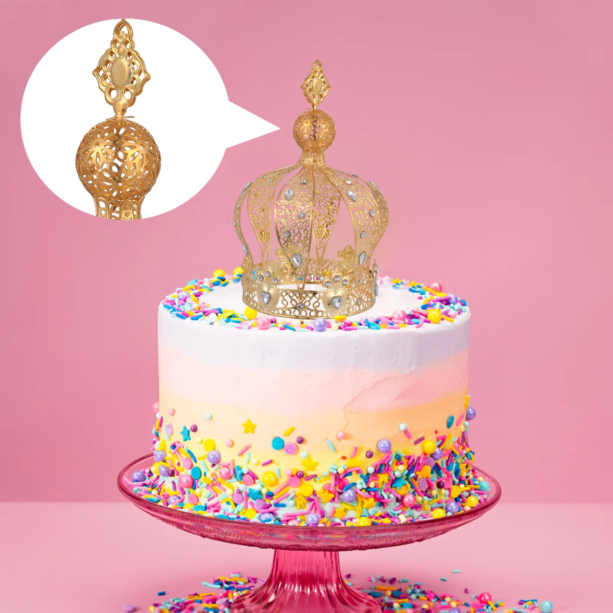

Cake Topper Tiara Birthday Decorations Rhinestone Party Pearl Wedding Headband Cupcake Decor Crystal Ornament Hair Kids