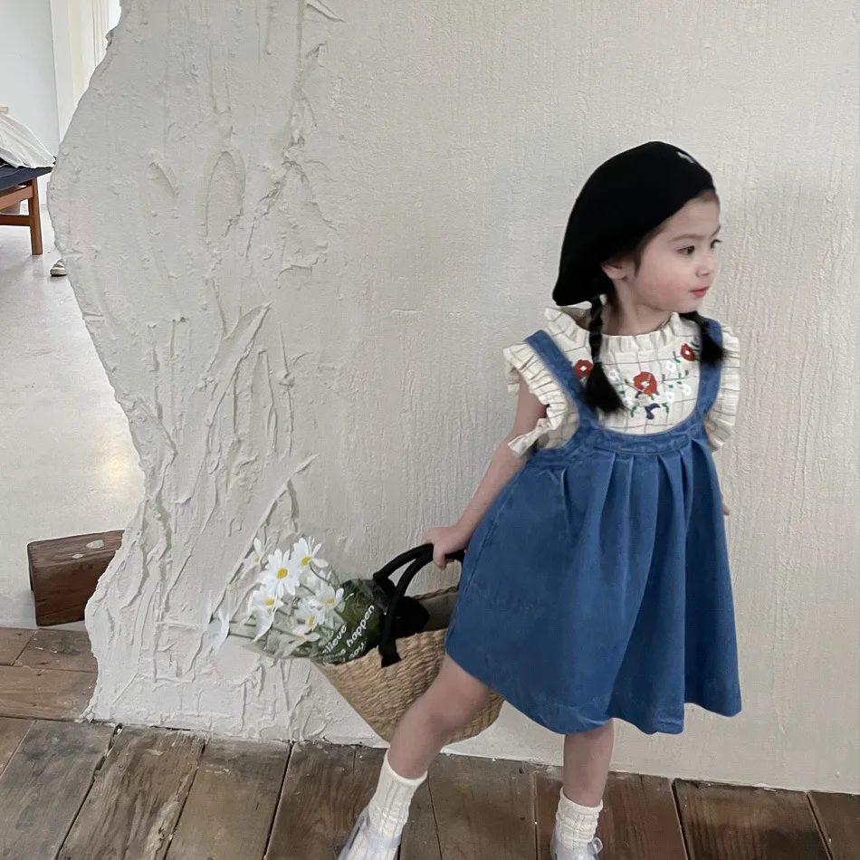

RiniLucia Girls Summer Blouse 2022 Girls Tops and Blouses Cotton Embroidery Sleeveless Shirt for Girl Shirts Children Clothing