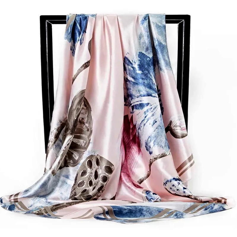 

Квадратные шали с популярным принтом, всесезонные модные шелковые шарфы, новые солнцезащитные платочки с цветами, европейский и американск...