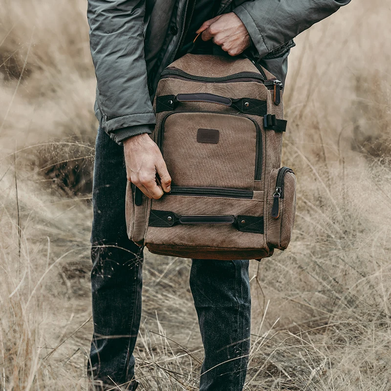 

Dropshipping Men Rustic Backpack Multi-functional Laptop Backpack Outdoor Adventure Rucksacks for Riding Mountaineering
