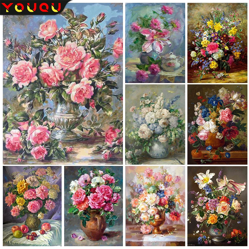 

YOUQU Flower Series Diamond Embroidery DIY Small Size Diamond Painting 5D Diamond Mosaic Picture Handmade Home Decoration