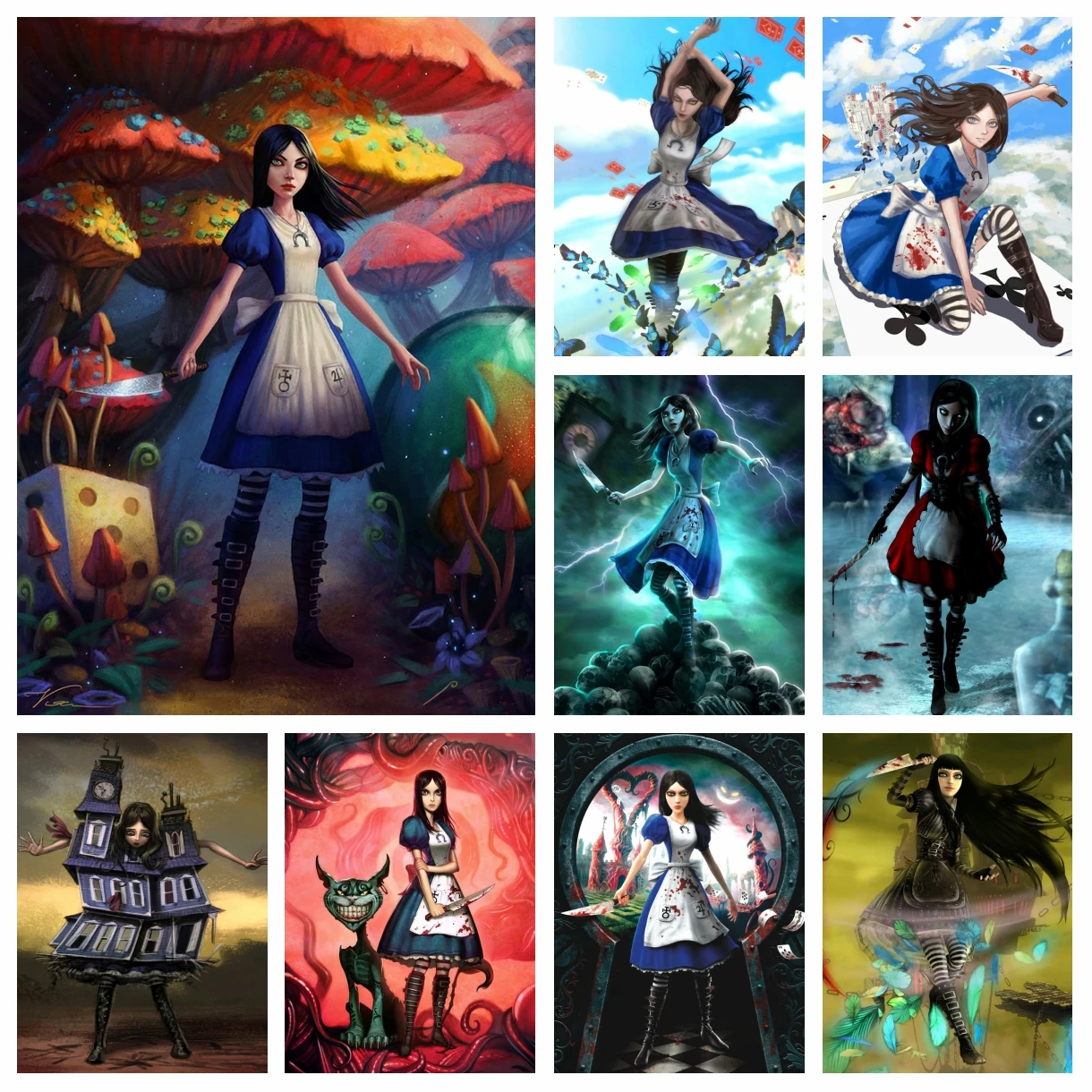 

Diamond Embroidery Painting Horror Game Alice Madness Returns Cross Stitch Mosaic Picture Full Drill Crystal Craft Bedroom Decor