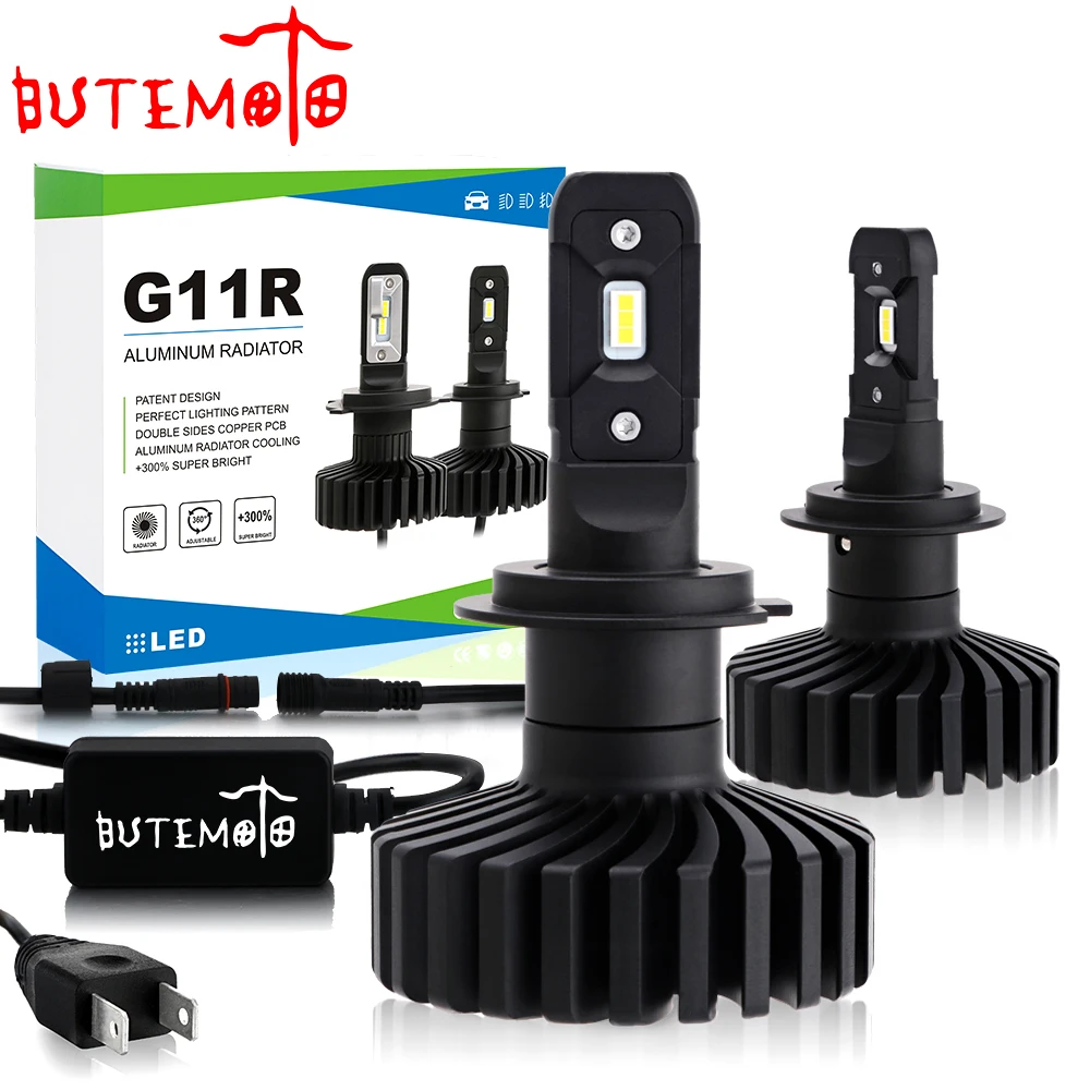 

BUTEMOTO G11R Fanless Auto LED Headlight Lamp H1 H3 H7 H11 H16 9005 HB3 9006 HB4 9012 5202 PSX24 PSX26 Fog Light Car Accessories