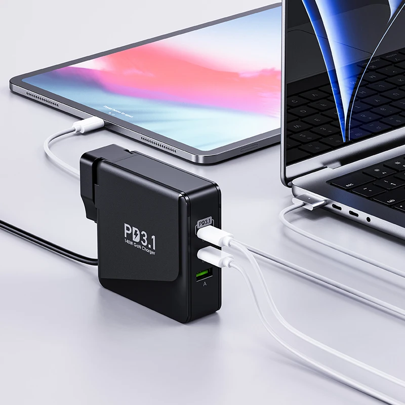 Фото Портативный 4-портовый адаптер питания GaN 200 Вт USB C, PD100W QC 4,0 + супербыстрая зарядка 2,0, зарядное устройство для телефона для iPhone/MacBook/Galaxy S20 №4