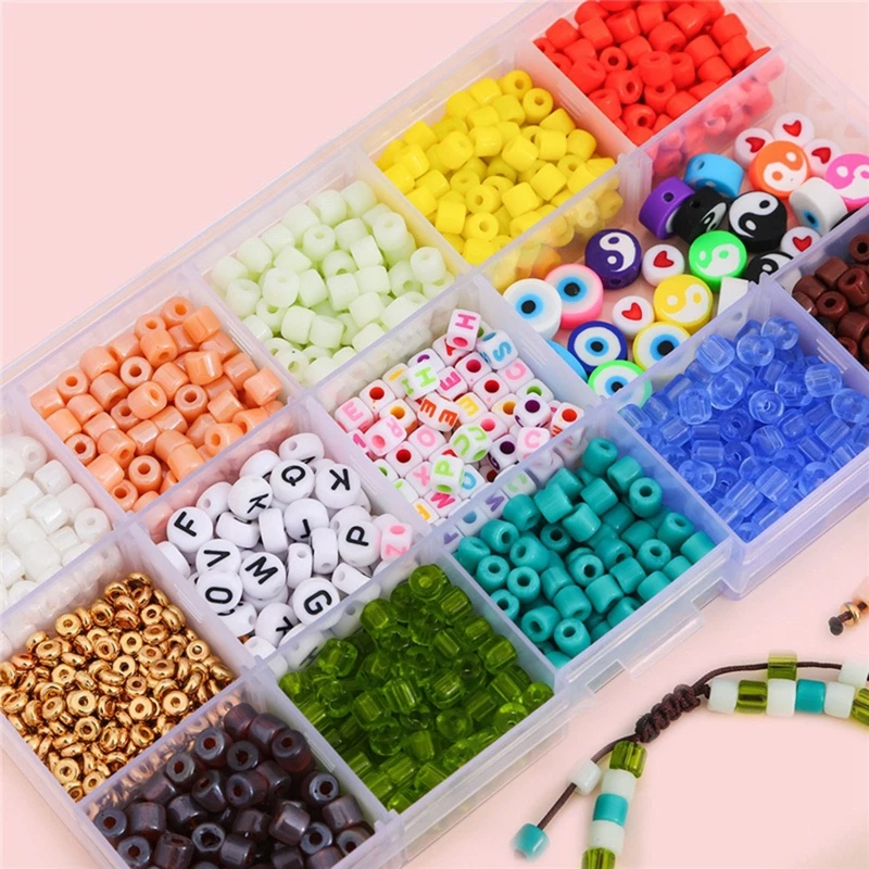 

1100PCS Jewelry DIY Kit Round Acrylic Bead Set DIY Craft for Kid Jewelry Making