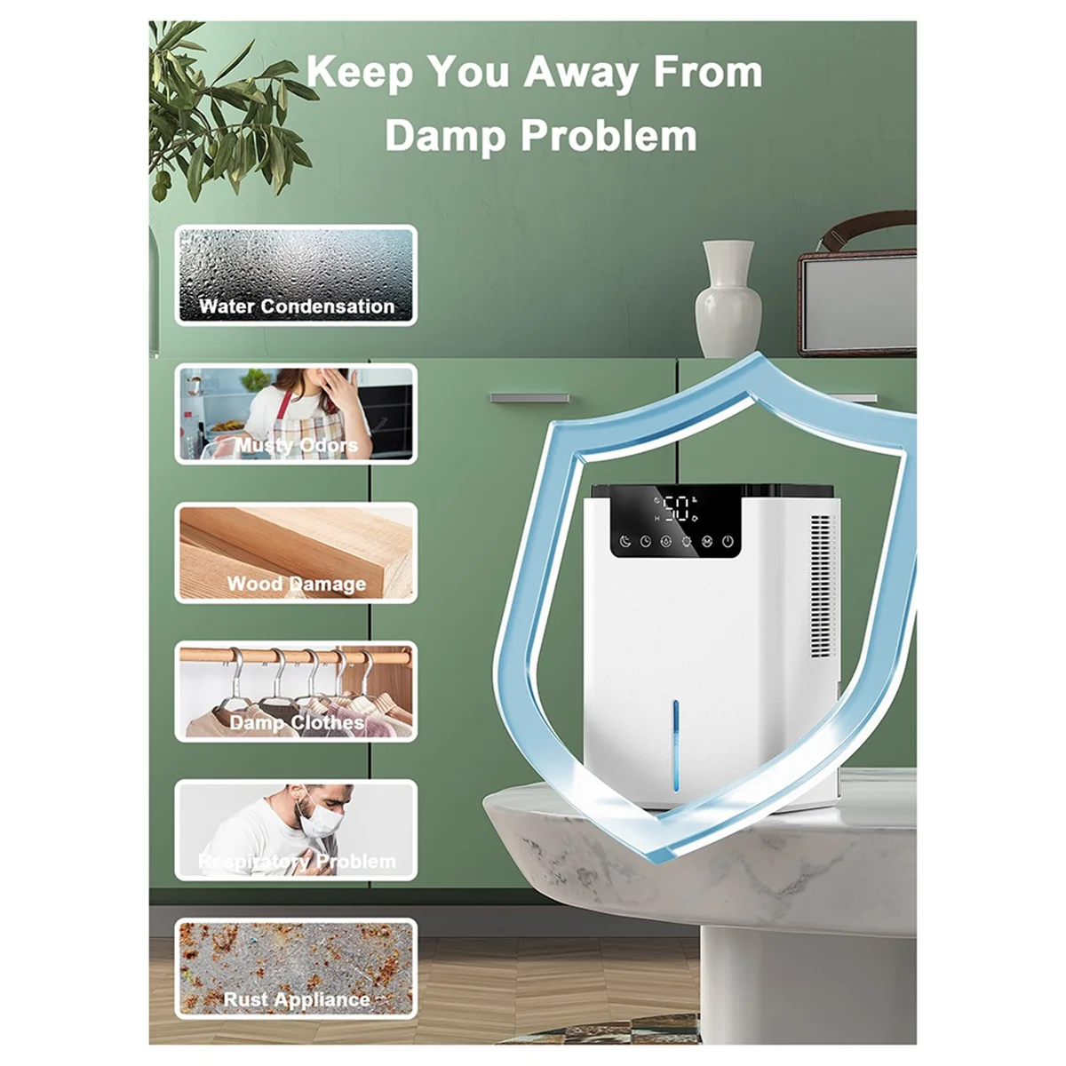 Электрический осушитель воздуха для помещений 2 л внешний с функцией