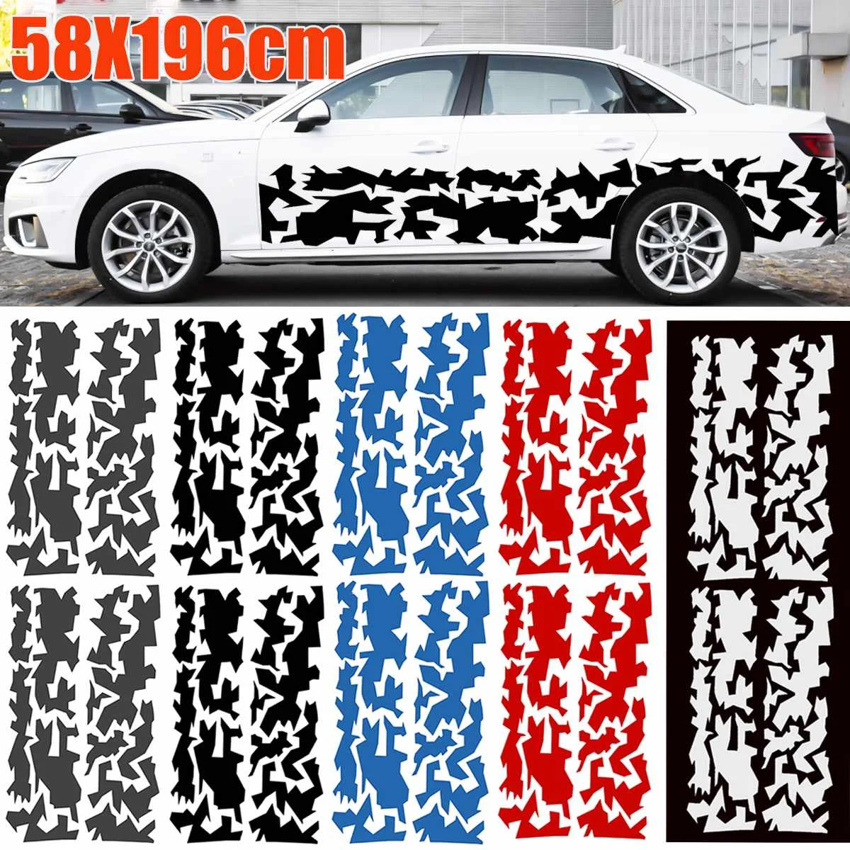

2x Car Side Body Stickers Decals Vinyl Decal 196x58cm Waterproof For Cars, Trucks, Camper, Boats, Motorcycles Auto Accessories