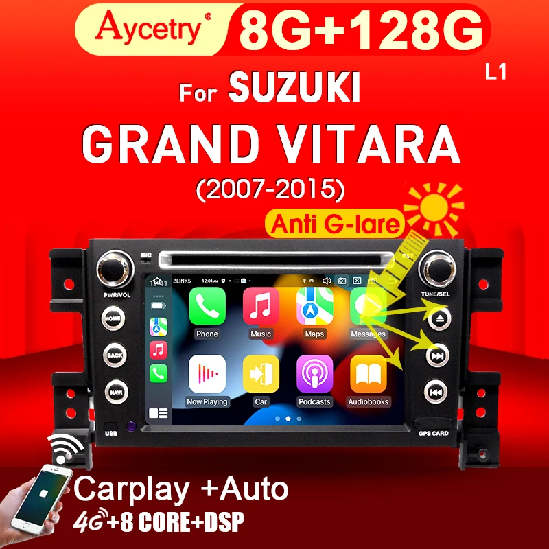 Автомагнитола 2 din на android 11 с экраном для SUZUKI GRAND VITARA 2007-2015 умная система навигации