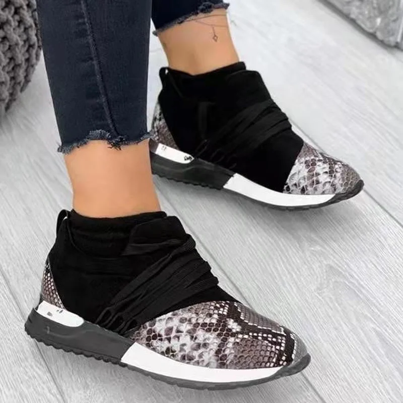 

New Summer Thick Sole Sneakers Lace Up Round Toe Casual Women's Shoes Fashion Wedge Heel Breathable Ladies Vulcanized Shoes