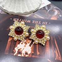 luxury rhinestone earrings stud red wedding party gorgeous accessories for women