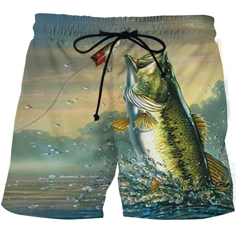 Шорты мужские/женские с 3D принтом для рыбалки на открытом воздухе повседневные