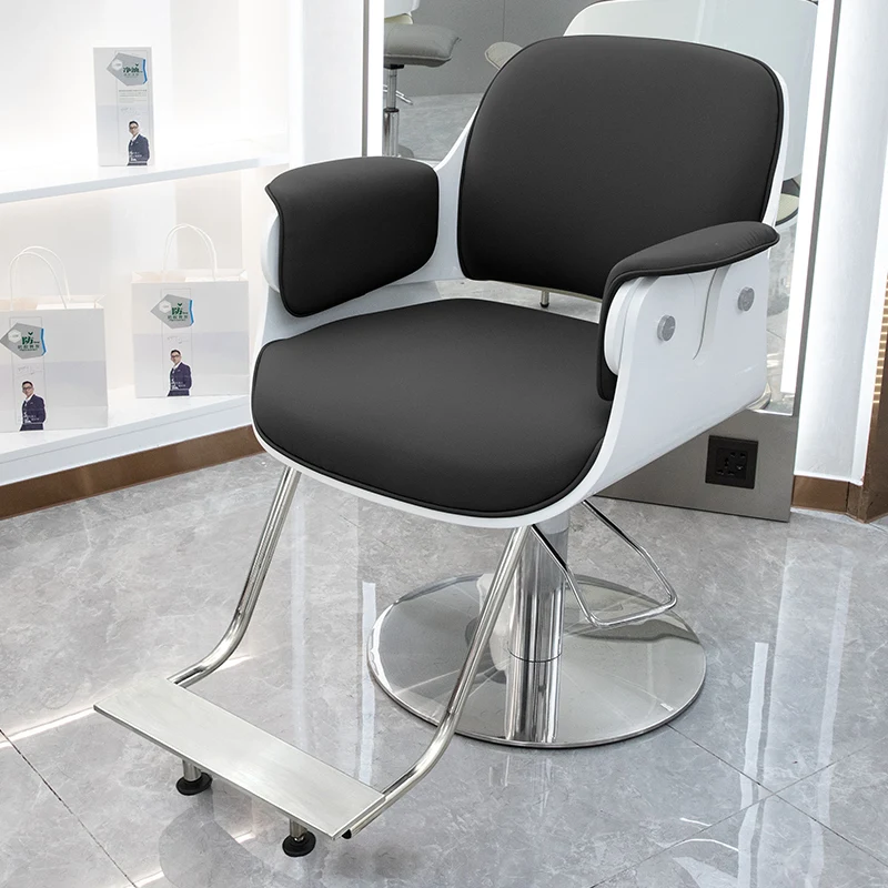 Черный винтажный парикмахерский стул Роскошный профессиональный для салона